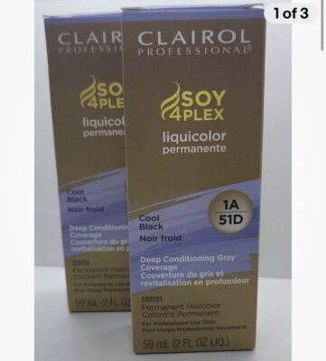 Clairol Professional Liquicolor 1A/51D Cool Black  2 oz Pack of 2 Soy4Plex