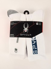 SPYDER Mens Socks Crew Cushioned Everyday Work Sport 6 Pair SIZE SZ 6-12 White