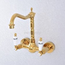 Gold Color Brass Swivel Spout Basin Sink Bathroom Mixer Tap Lavatory Faucet