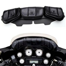 Bolsa de carenado de ala de murciélago para parabrisas de 3 bolsillos negra para Harley Touring 96-13 A+