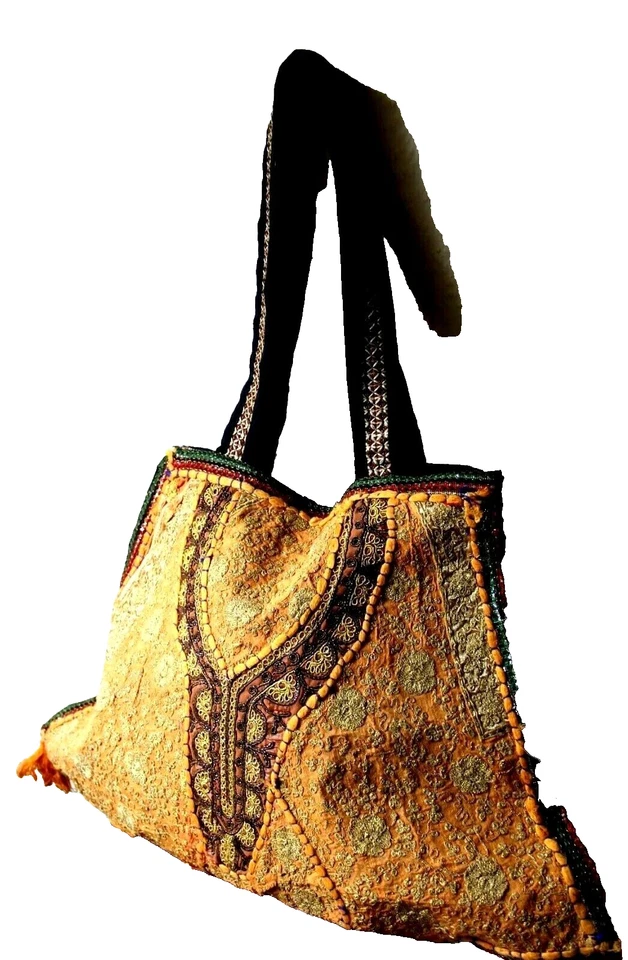 Beuteltasche Umhängetasche Tasche orange Mittel 56 x 38 cm Handarbeit - Indien - Bild 2 von 4