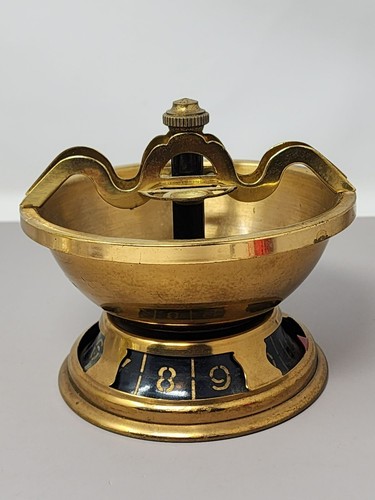 Vintage Brass Roulette-Style Ashtray With Rotating Spinner & Numbered Base