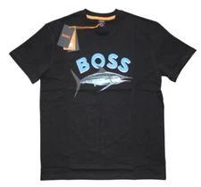 HUGO BOSS BLACK MENS T SHIRT BLUE LOGO PRINT size S, L, XL