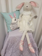 Vintage Beautiful Bunny Ballerina with pillow used as decoration for Easter,Cute