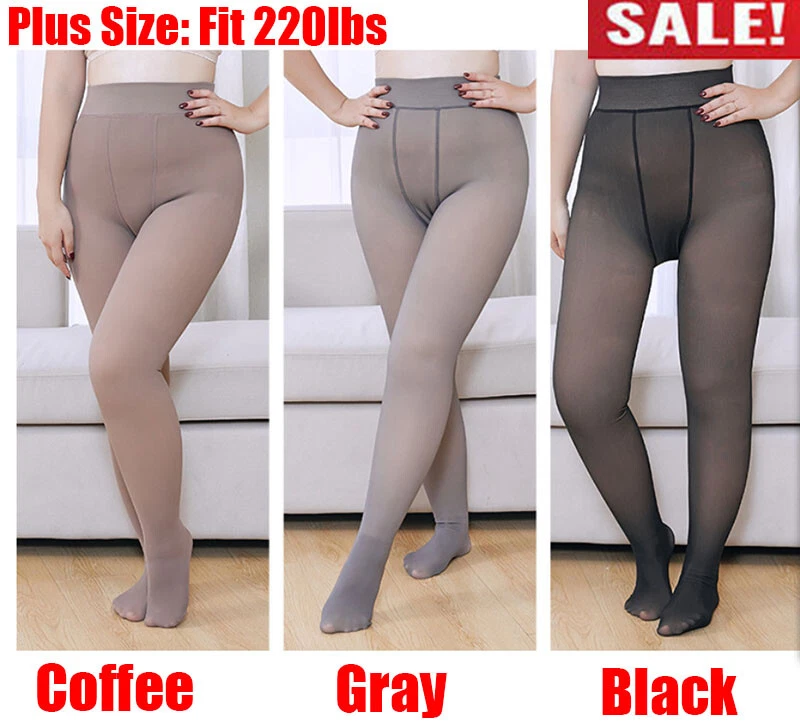 220lbs Plus Size Flawless Legs Fake Warm Fleece Pantyhose Winter Women  Stocking