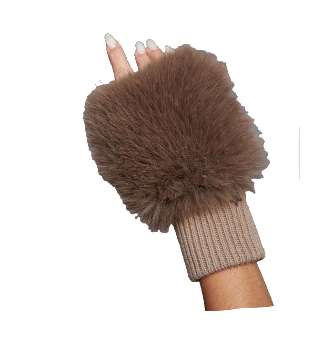 Вязаные варежки из искусственной лисы - Palomino