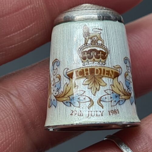 Solid Silver & Guilloche Enamel Thimble By James Swann & Son 1981 - Picture 1 of 12