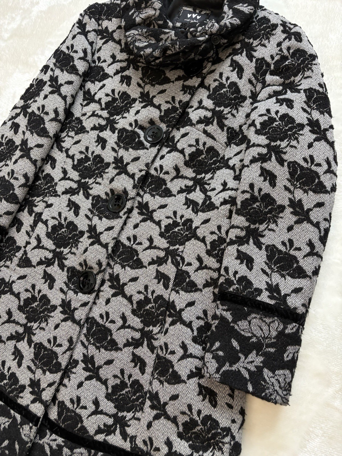 Per Una Vintage Gothic Rose Jacquard Coat Size 14 Italian Wool Blend Whimsygoth image 8