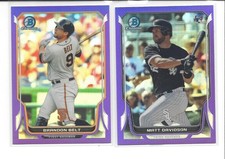 2 * BRANDON BELT & MATT DAVIDSON * 2014 BOWMAN CHROME PURPLE REFRACTOR # 150