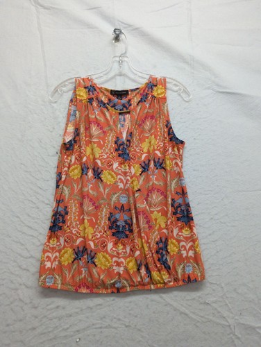 INC International Concepts Sleeveless Orange Floral Print Blouse Size S