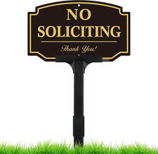 No Soliciting Sign for House with Adjustable Height Stake Set-10X6 Inch/38 Inch
