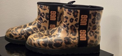 UGG Classic Clear Mini Leopard Cheetah  Women Size 10 Boots