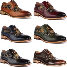Justin Reess England Ross Scarpe Brogue In Pizzo Floral Da Uomo Verde UK 6 - 14