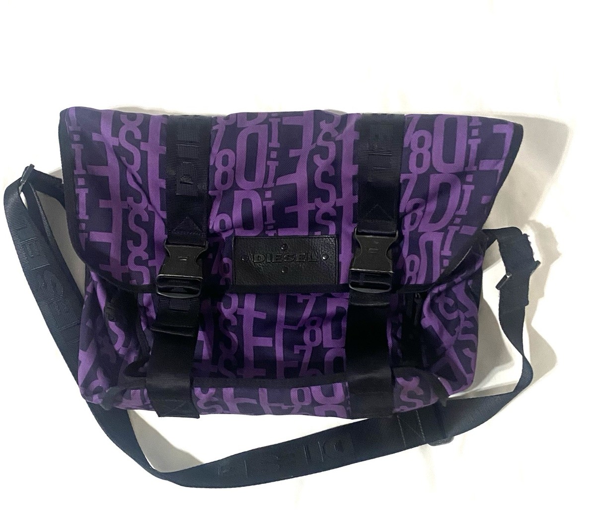 Diesel Spell Out Messenger Bag Shoulder Purple Crossbody Vintage 