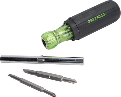 Greenlee 0153-42C 6-in-1 Multi-Tool Screwdriver with Flat-Tip, 6 in 1, Black 