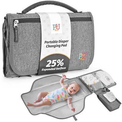 PZU Portable Diaper Changing Pad - with Wipes Grey 