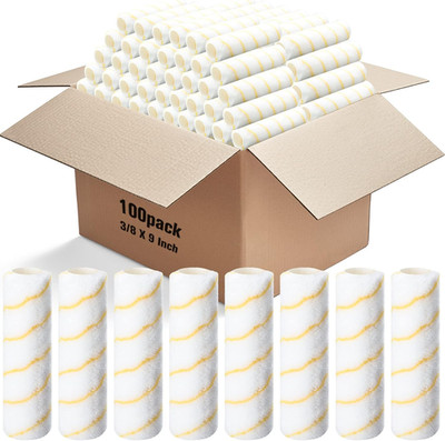 100 Pieces Paint Roller Covers 1/2 X 9 Inch Microfiber Paint Roller Covers Naps