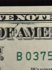 2021 New York $1 Bill Green Inkwell Spill Error Uncirculated Note
