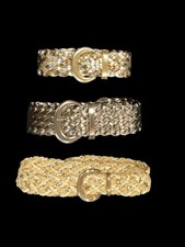 Vintage 80s Accessories by Pearl Metallic Gold Silver Bronze Braided Belt S/M