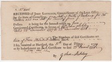 1779, Bills of Exchange, Rev. War., Colonel John Ashley signed, Sheffield , Mass