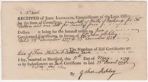 1779, Bills of Exchange, Rev. War., Colonel John Ashley signed, Sheffield , Mass