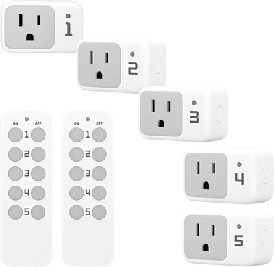 Wireless Remote Control Outlet,  Electrical Wall Plug with On/Off Light Switch f