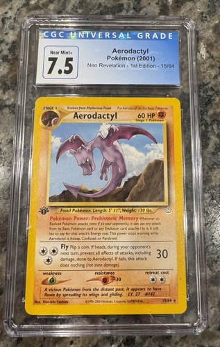 Aerodactyl (1st Edition) graded CGC 7.5 for sale on eBay