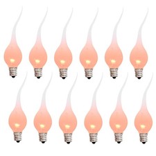 12PK Silicone Dipped Candle Christmas Light Bulbs, 1W Country Style Chandelie...
