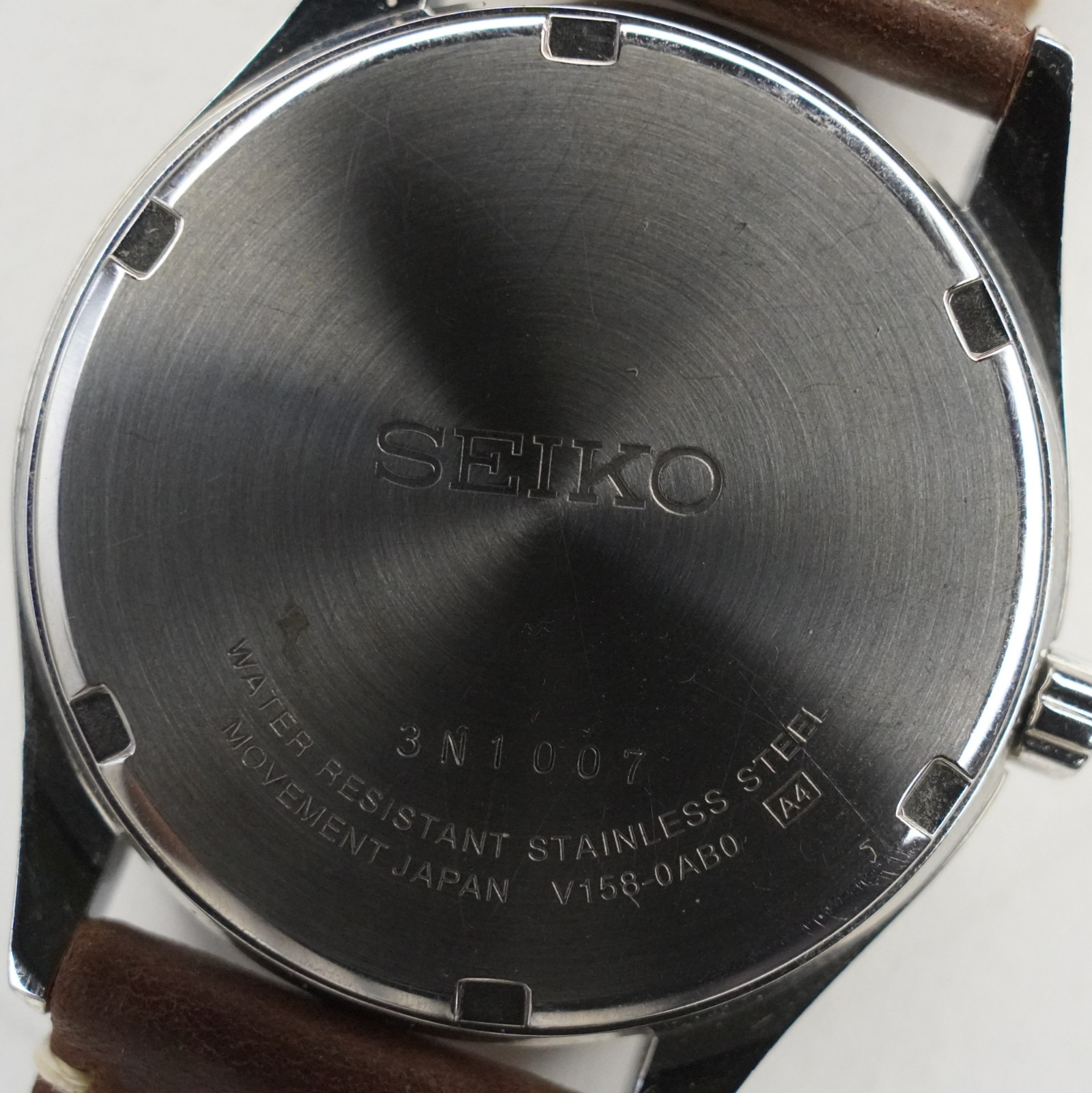Seiko V158-0AB0 Solar Day Date Black Dial Stainless S… - Gem