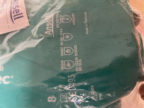 6 Pair AlphaTec 58-535B Chemical Protection Gloves With Grip Performance Size 8 - Picture 8 of 11