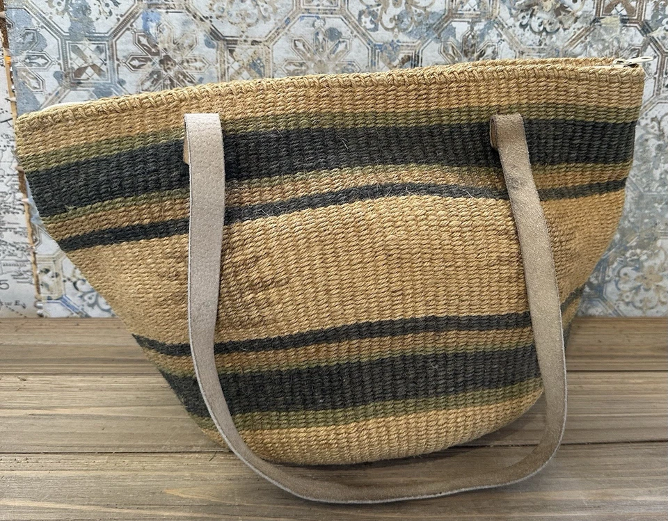 Cartera de Mano APRI Cardo Cubo Natural Doble Cuero Asas Mediana Foto 2 de 4