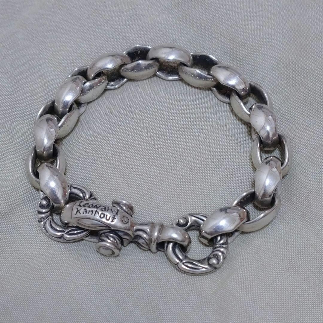 Leonard Kamhout ブレスレットレプリカSILVER 925 LONE ONES Silk Link Bracelet M w/Crane Circle Leonard