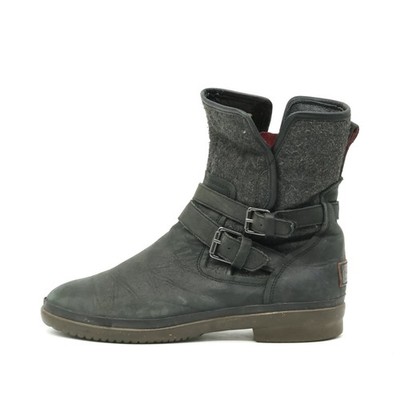 UGG Damen 1005269 Stiefel Schwarz Grau Leder Wolle Mittel Winterstiefel EU 40