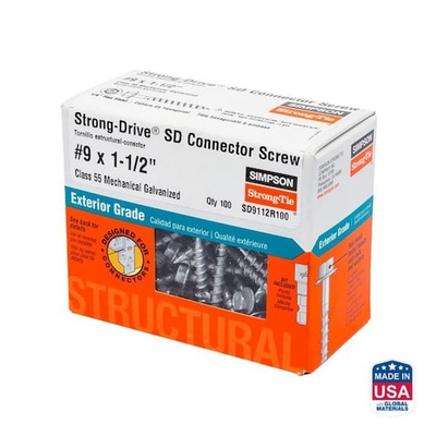 #ad Simpson Strong Tie Strong Drive Connector Screw Hex Serrated No 9 1 1 2 100ct $19.95