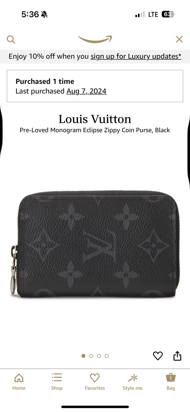 Louis Vuitton Black Monogram Eclipse Coin Card Ho… - image 1