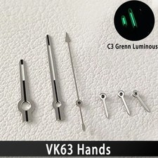 C3 Green Luminous Hands For VK63 Movement Replacement Watch Parts Set