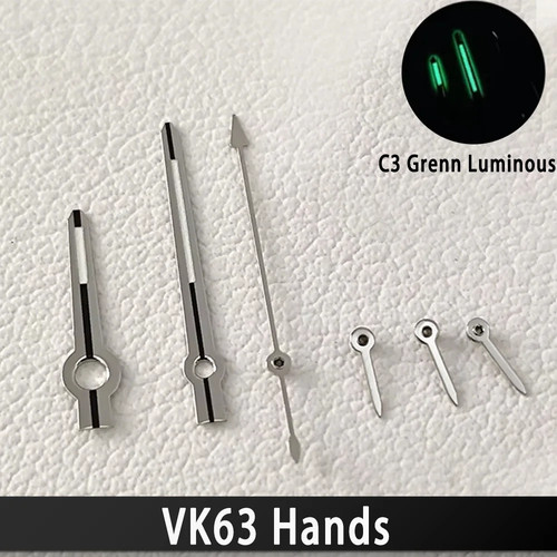 C3 Green Luminous Hands For VK63 Movement Replacement Watch Parts Set ...