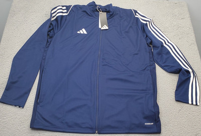Adidas Golf Performance Jacket Men XL Blue 3 Stripes Aeroready Slim Fit Full Zip