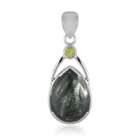 Cavill Seraphinit AnhäNger 925 Silber Rhodiniert Peridot 0,35Ct GrüN