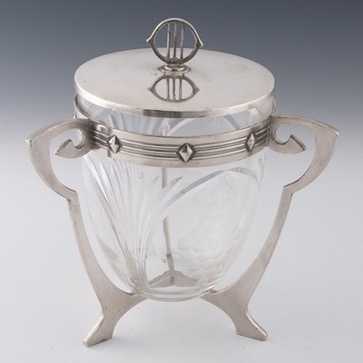 WMF Silber Teller Jugendstil Keksdose um 1910