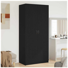 Wardrobe 4-Door Black Oak 90x52x200cm Engineered Wood Modern Storage Slim Tall.