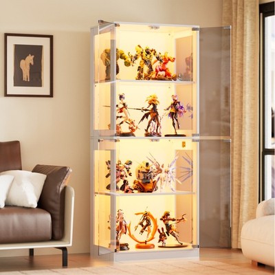 Vitrine mit LED Beleuchtung und Glastüren,Sammlervitrine,Vitrinenschrank 4-Lagen