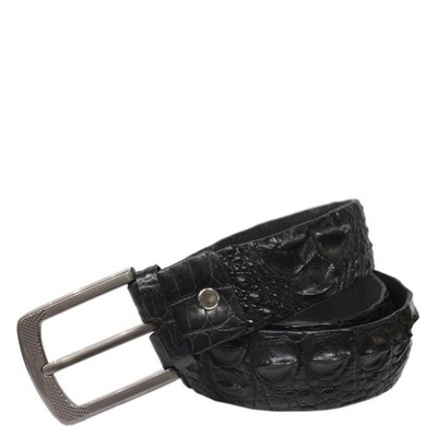 Handmade One Piece Hornback  Croc Belt Leather Skin Black Size 32'' - 44''