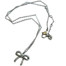 Swarovski necklace Signed Crystal Bow Silver Plated Collar VTG jeweled High End