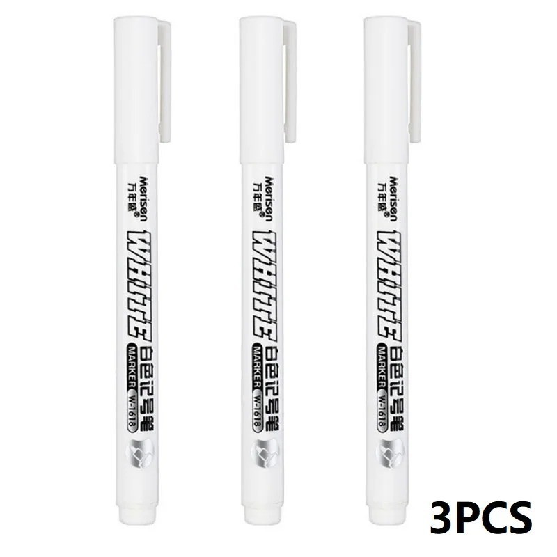 3PCS White Waterproof Paint Marker Pens 1mm Tip for DIY Art Crafts