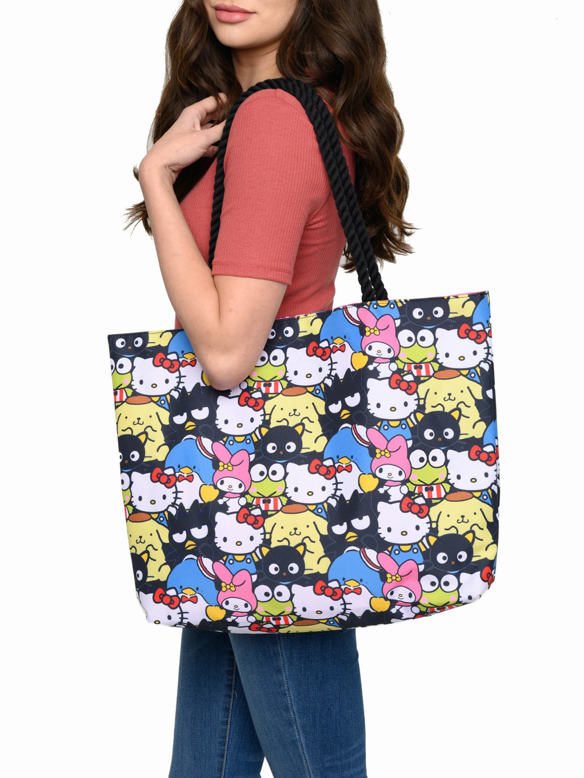 Hello Kitty Tote Bag Beach Carry-on Badtz-Maru Keroppi Chococat Women's Sanrio