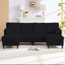 Zafly Corner Sectional Sofa L-Shaped Modern Ice Velvet Living Room Couch