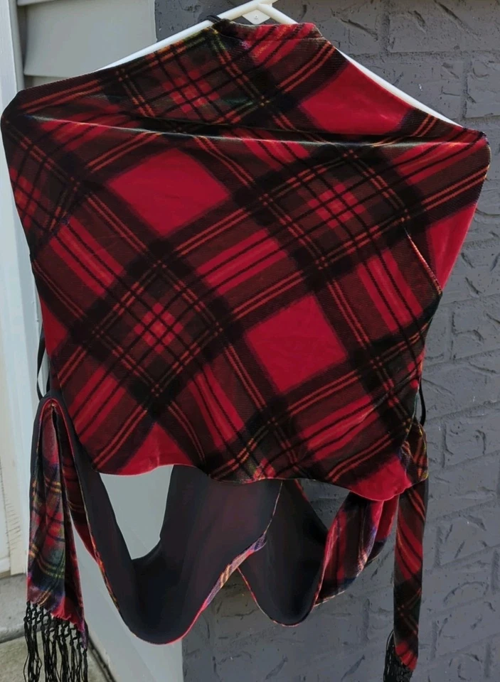 Lauren Ralph Lauren Women's Vintage Halter Top Small Adjustable Silk Plaid Red - Image 2 of 4