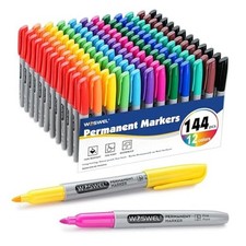 Permanent Markers Bulk, 144 Pack Permanent Marker Set, 12 Assorted Colors,