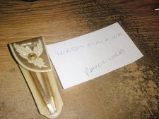 Vtg. sample? Gold Tone short Pen & Pencil Set & Clear Plastic Case/fake Stones